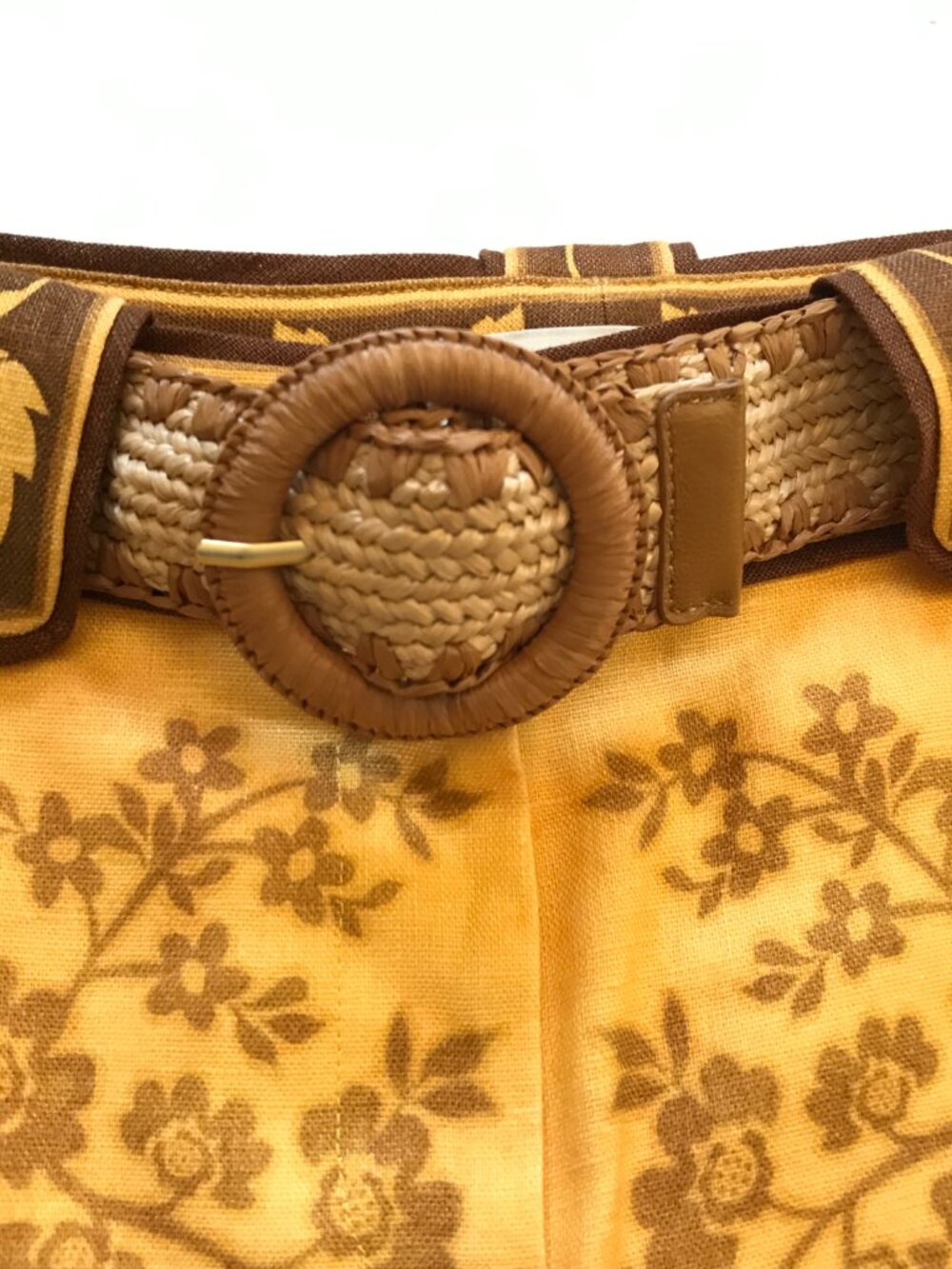 NWT Zimmermann Raie Mini Shorts Womens 0 XS Yellow Gold Brown Floral Linen NEW - Picture 7 of 14